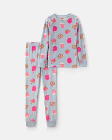 girls 2-piece festival treats dreamplush snug fit pajama set - blue