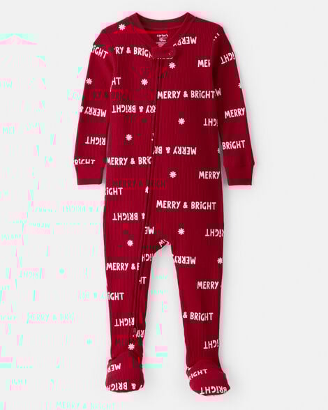 toddler merry & bright cotton long-sleeve 1-piece pajamas - red