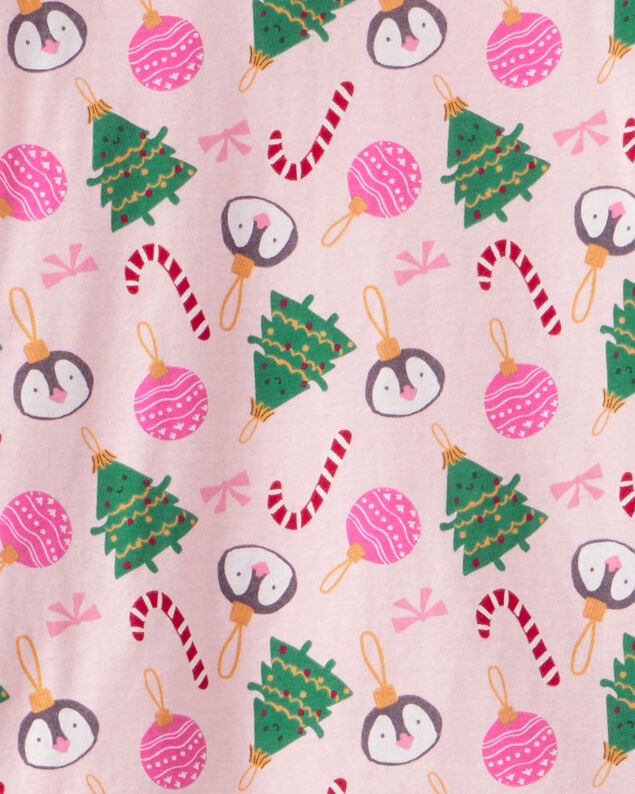 Product image 2 of Adult Christmas Ornament Print 100% Cotton Long-Sleeve 2-Piece Pajamas - Pink