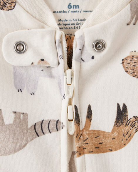 Baby Boy Fox Print 100% Cotton Long-Sleeve Sleep & Play - Ivory