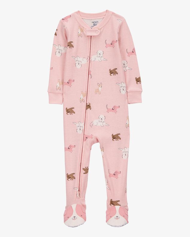 Product image 1 of Toddler Girl 1-Piece Dog 100% Snug Fit Cotton Footie Pajamas - Pink