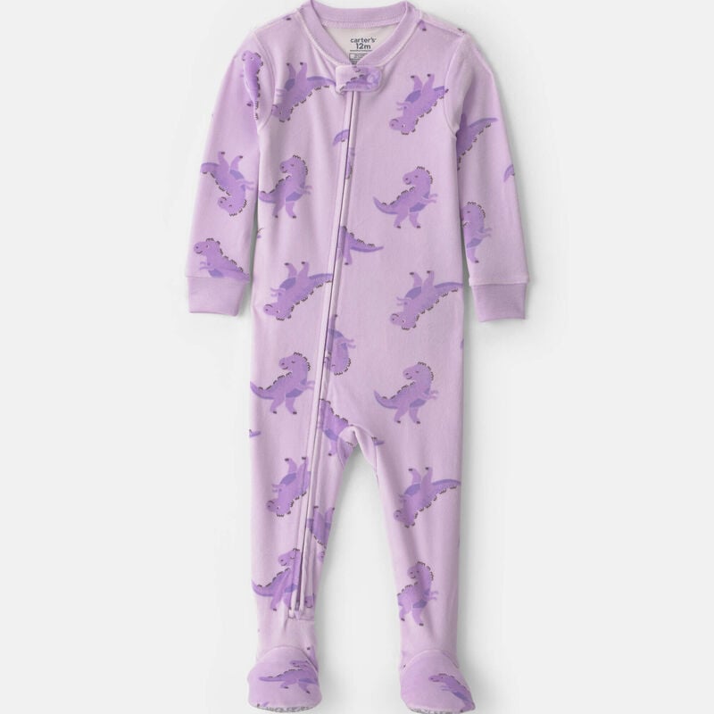 Toddler Girl 1-Piece Dino DreamPlush Snug Fit Footed Pajama - Purple