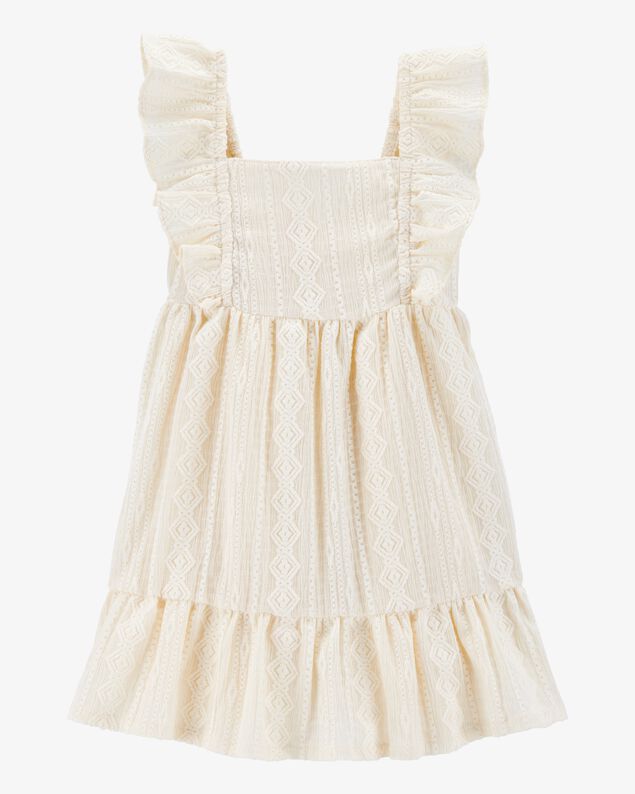 Product image 1 of Toddler Crochet Flutter-Sleeve Dress - Ivory