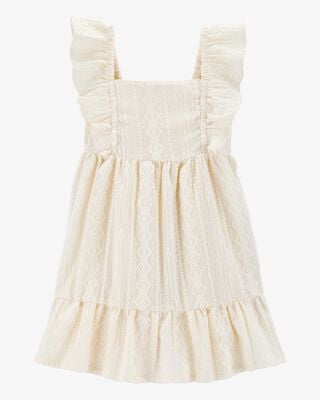 Product image 1 of Toddler Crochet Flutter-Sleeve Dress - Ivory