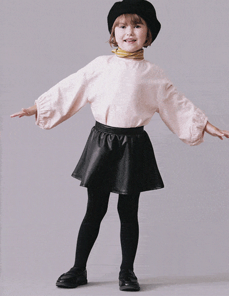 Toddler Girl Reagan Skort in Faux Leather - Black