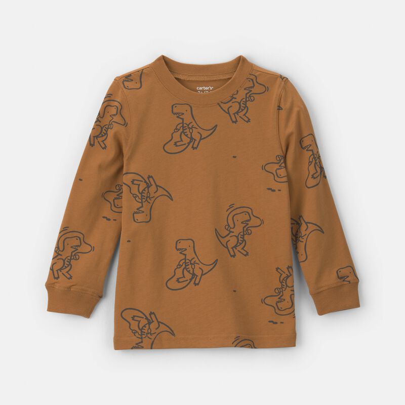 Toddler Boy Dinosaur Long-Sleeve Tee - Brown