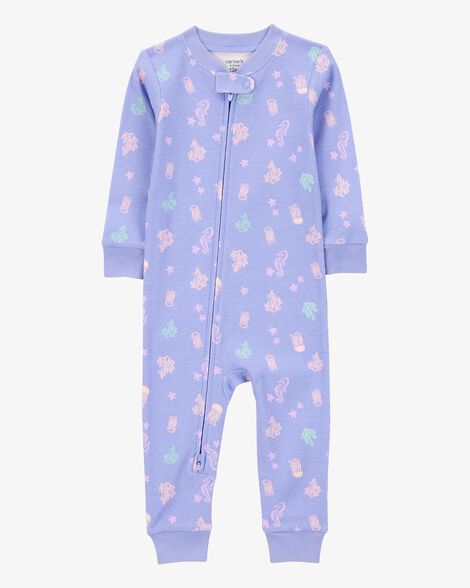 Product image 1 of Toddler Girl 1-Piece Jellyfish 100% Snug Fit Cotton Footless Pajamas - Purple