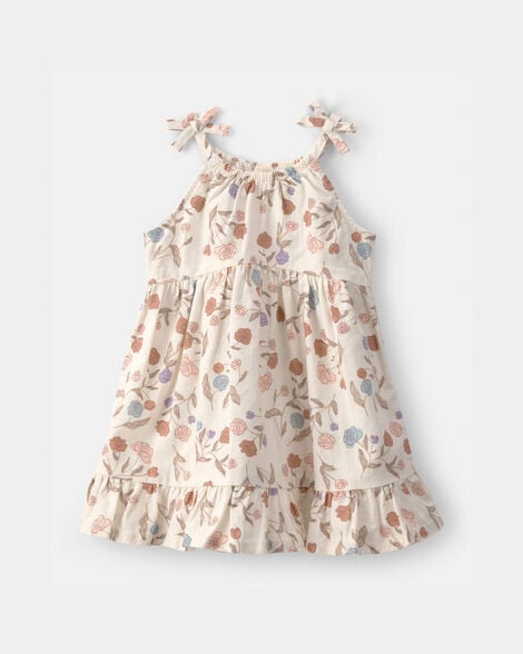 baby girl floral sleeveless dress - cream