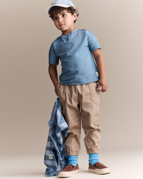 Toddler Boy Henley Tee - Blue