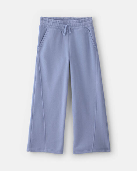 girls fleece wide-leg active pants - blue