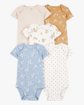 Product image 1 of Baby 5-Pack Floral Short-Sleeve Cotton Bodysuits