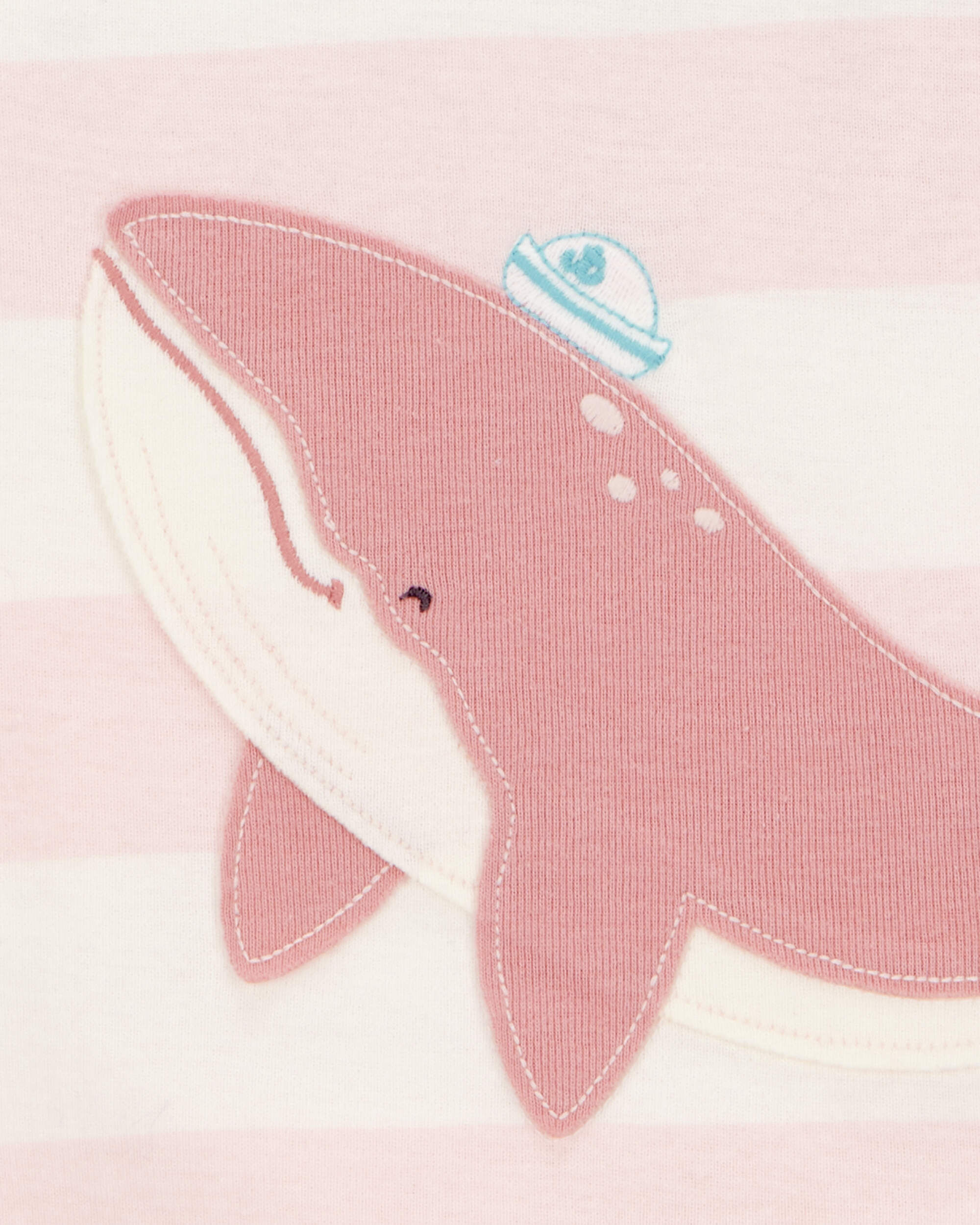 Toddler Whale Striped Snug Fit Cotton 4-Piece Pajamas
