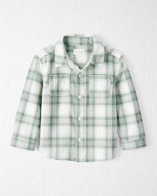 Product image 1 of Toddler Organic Cotton Herringbone Button-Front Shirt in Plaid