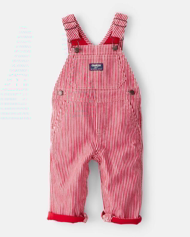 Product image 1 of Baby Boy Hickory Striped Overalls - Red