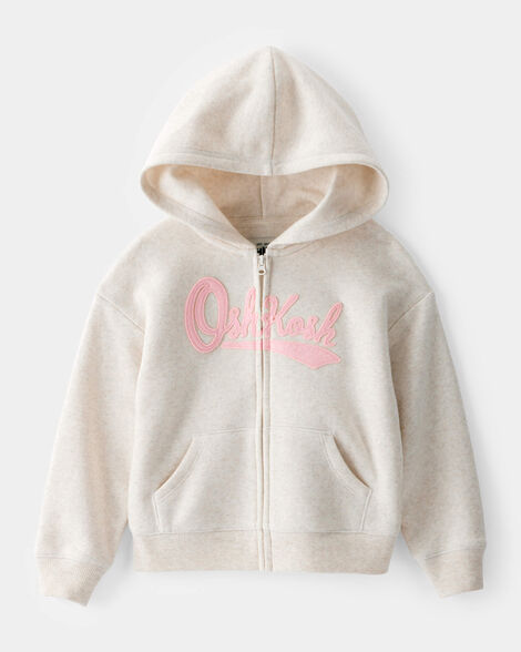Product image 1 of Toddler OshKosh Fleece Logo Zip Jacket - Oatmeal