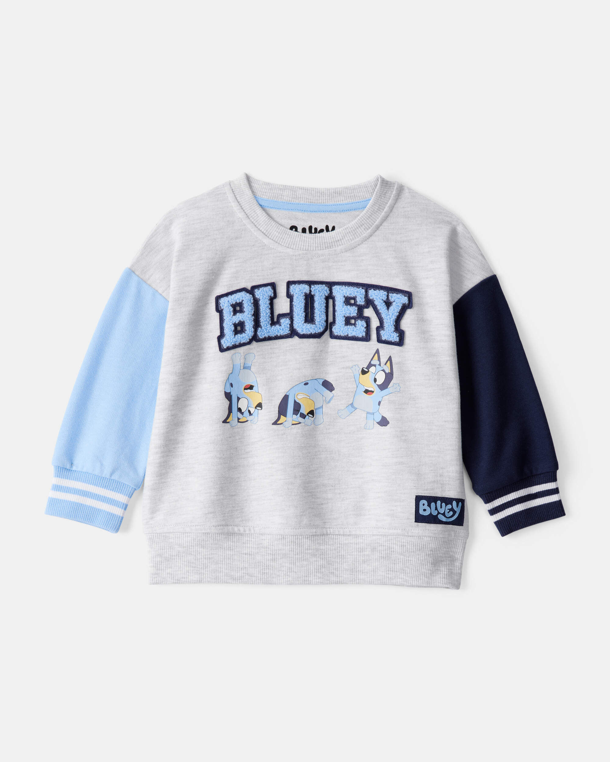 Baby Boy Bluey Colorblock French Terry Sweatshirt - Grey