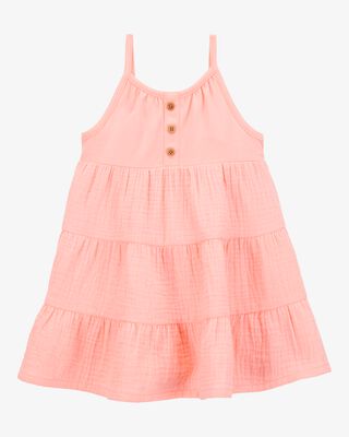 Product image 1 of Baby Textured Gauze Button-Front Dress - Pink