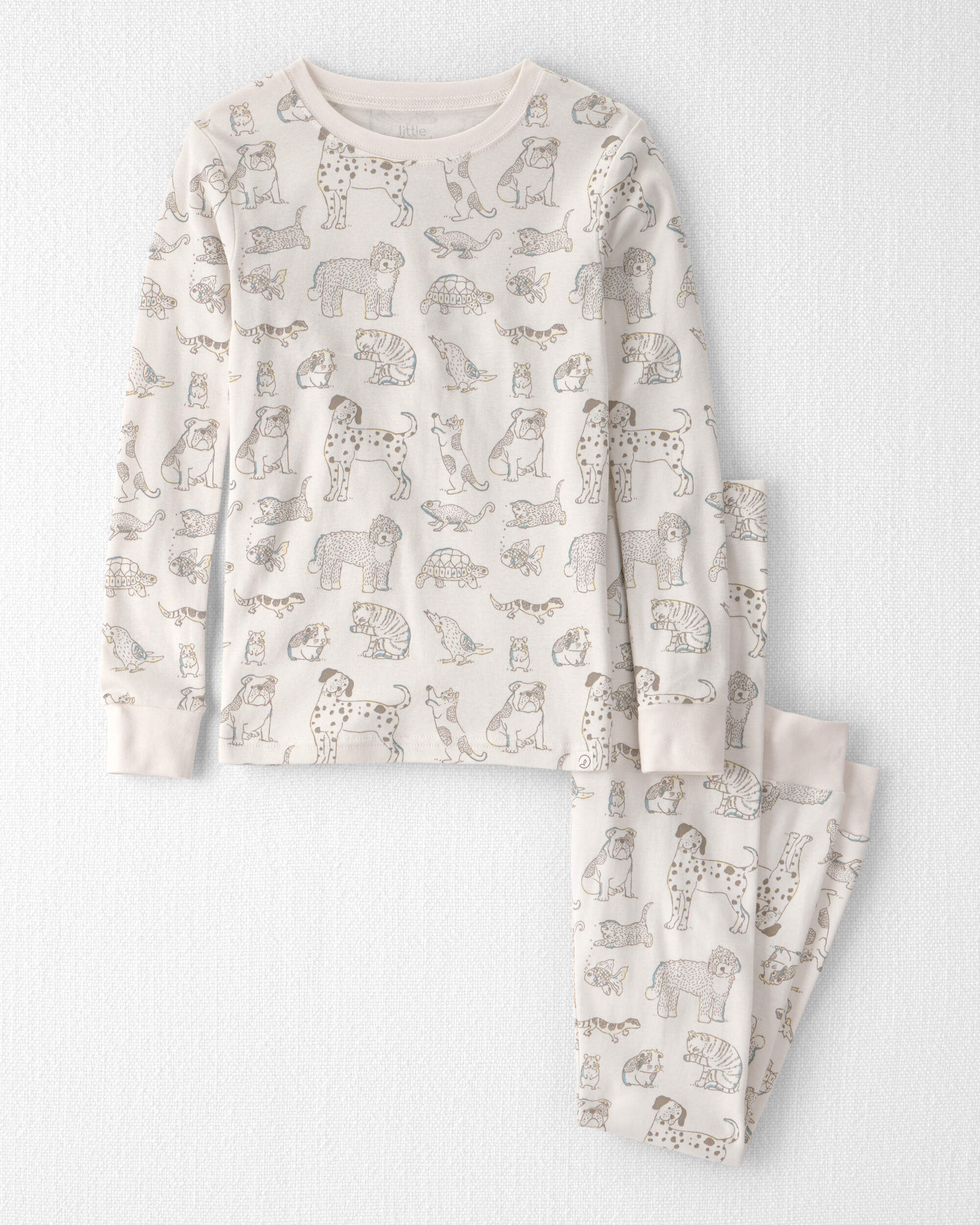 Little Planet Kids 2-Piece Organic Cotton Ribbed Pajama Set in Pet Print 4 Pets 25$