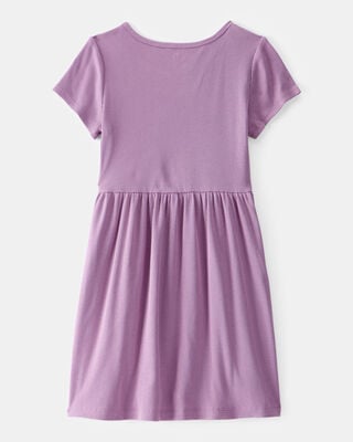 Product image 2 of Girls Ribbed Short-Sleeve Dress - Purple