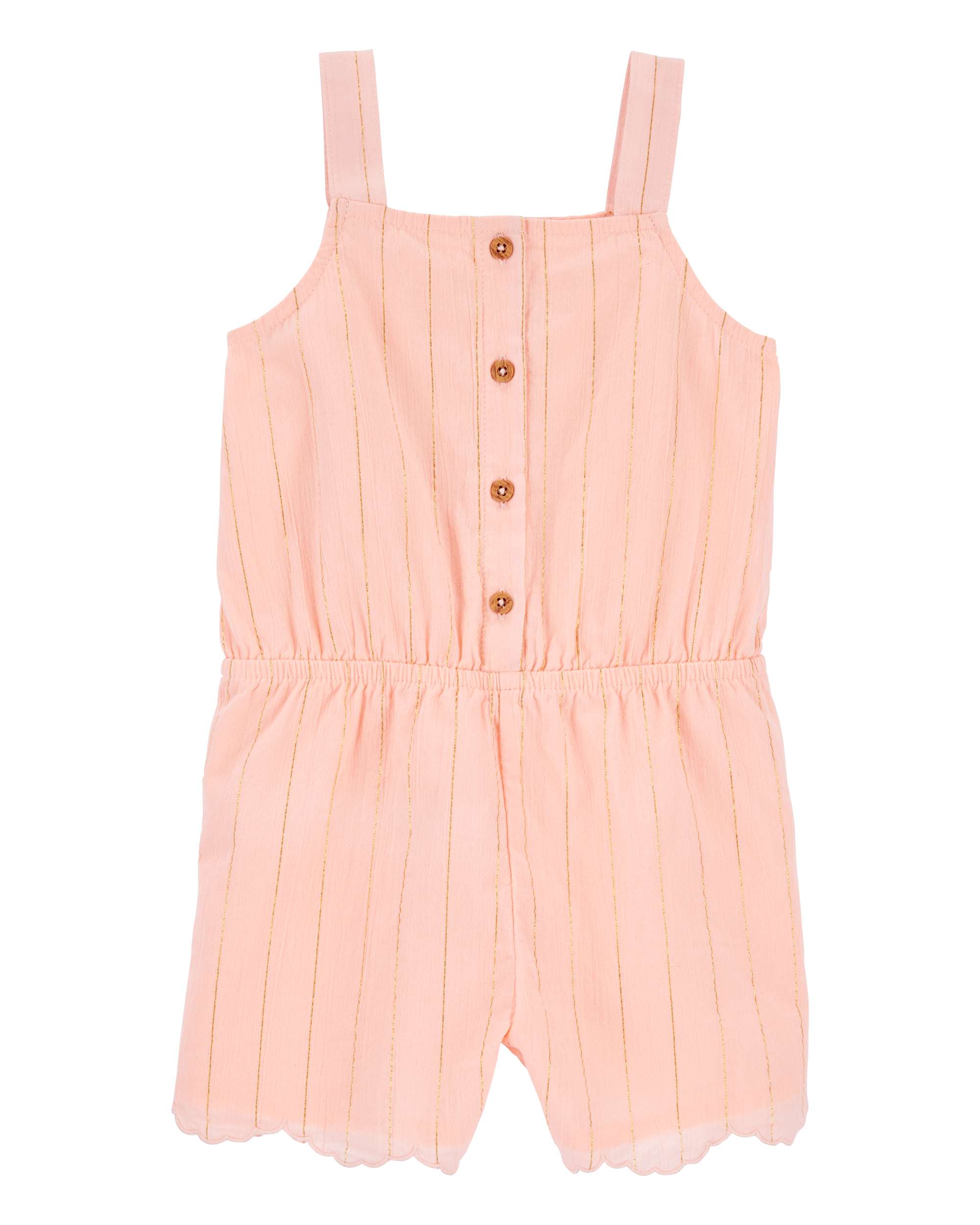 Toddler Boho Button-Up Crinkle Romper - Coral