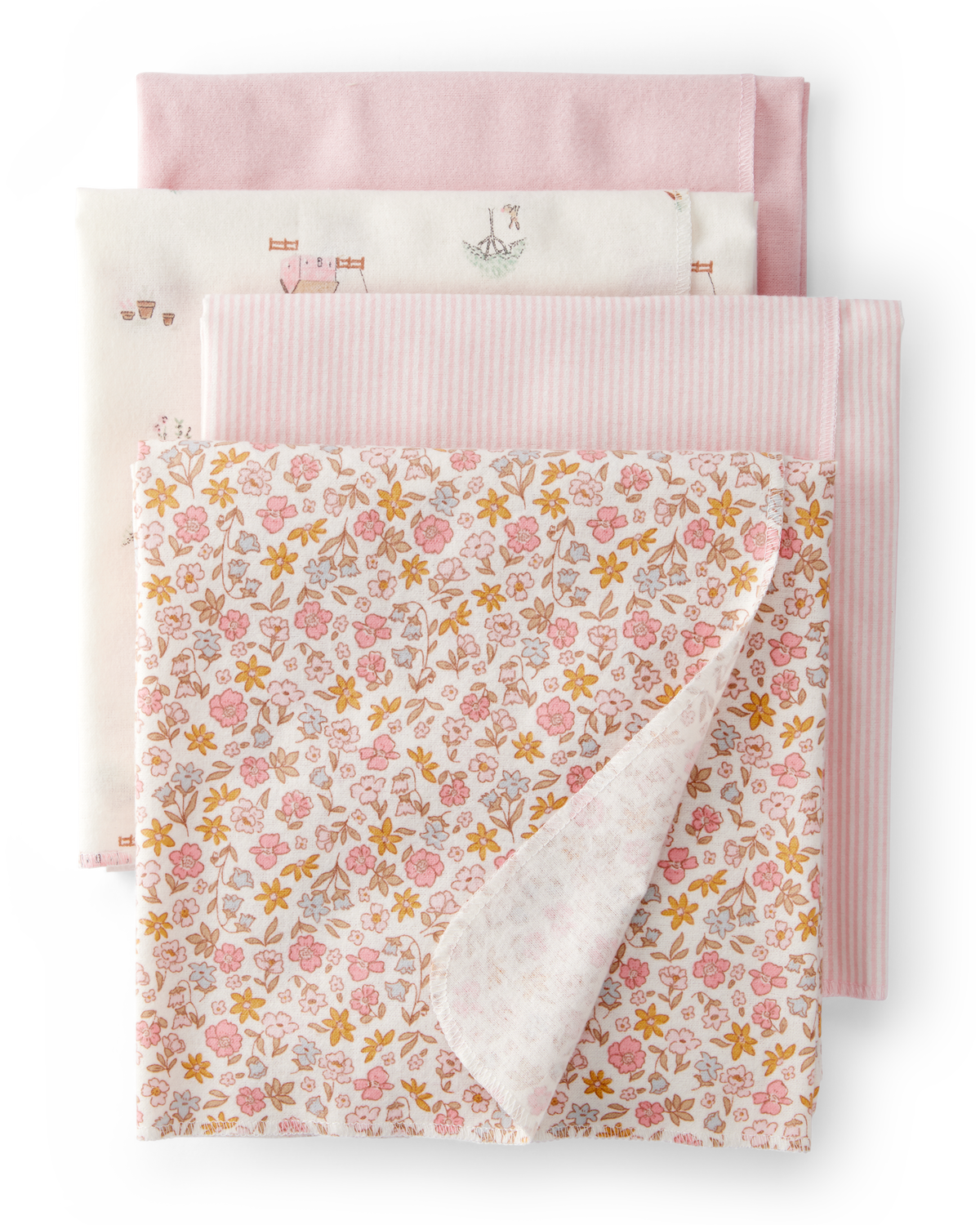 Carter's 4pc Baby Neutral Receiving Blankets - Grey Sheep