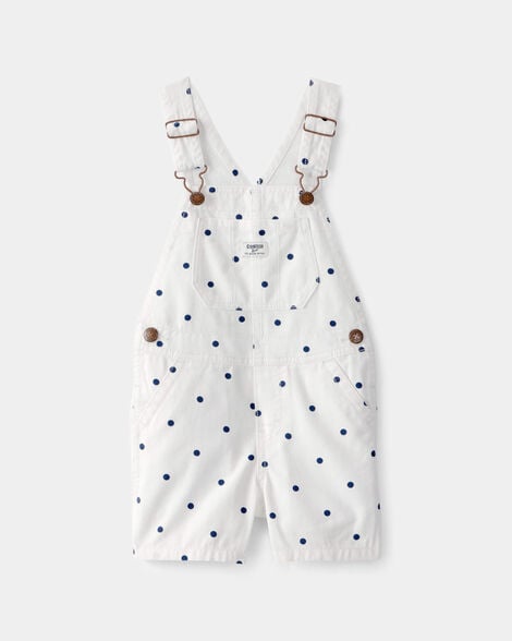 Toddler Girl Polka Dot Shortall - White/Blue