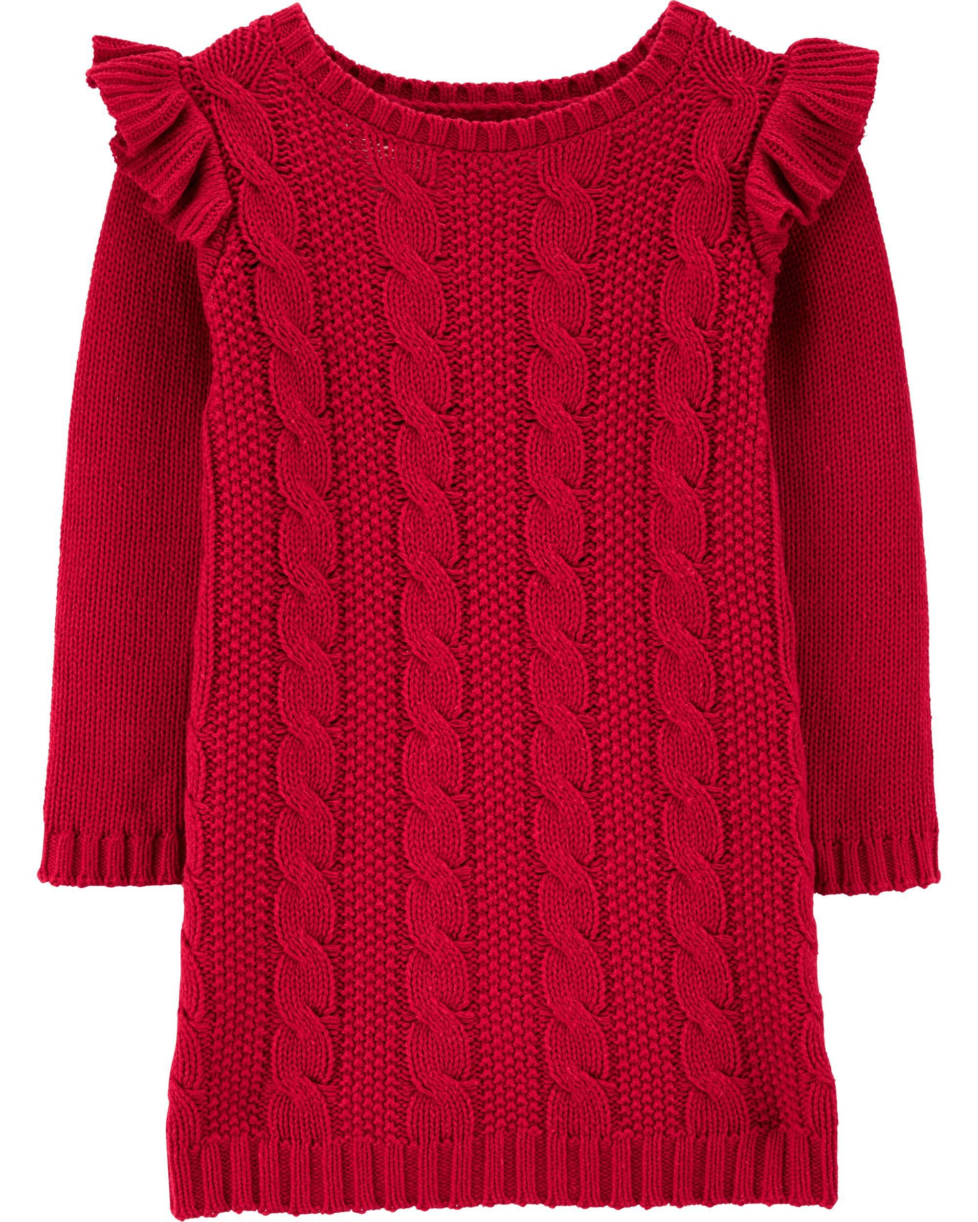 red cable knit dress