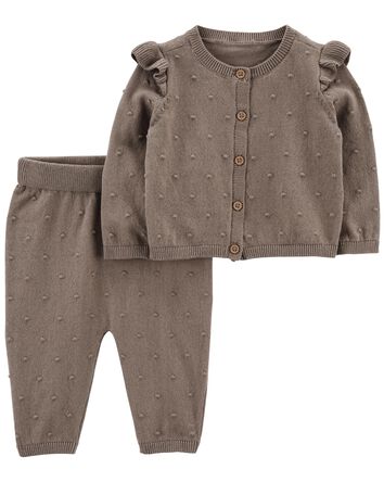 Baby 2-Piece Button-Front Cardigan Sweater Set