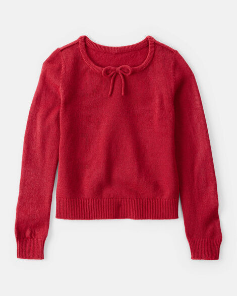 girls bow long-sleeve sweater - red
