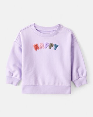 Product image 1 of Baby Girl Happy French Terry Long-Sleeve Pullover Sweatshirt - Purple