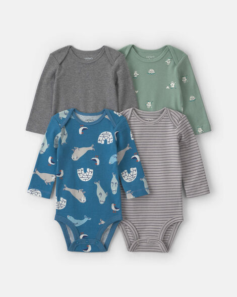 baby boy 4-pack arctic long-sleeve multipack bodysuits