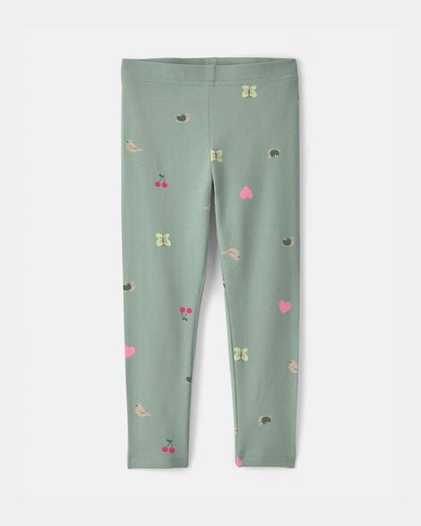 toddler girl nature pull-on stretch leggings - green