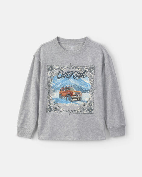 Boys 'OshKosh' Car Long-Sleeve Graphic Tee - Grey