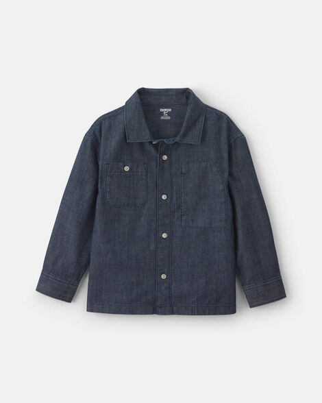Boys Denim Button-Down Shirt - Dark Wash