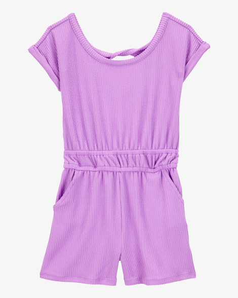 Kid Ribbed Textured Romper - Purple