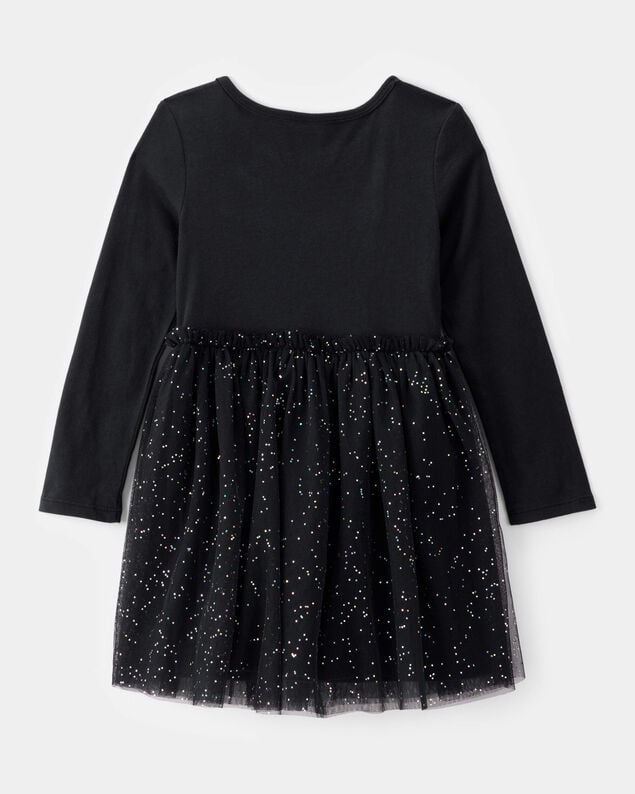 Product image 2 of Toddler Halloween Skeleton Glitter Tulle Dress - Black