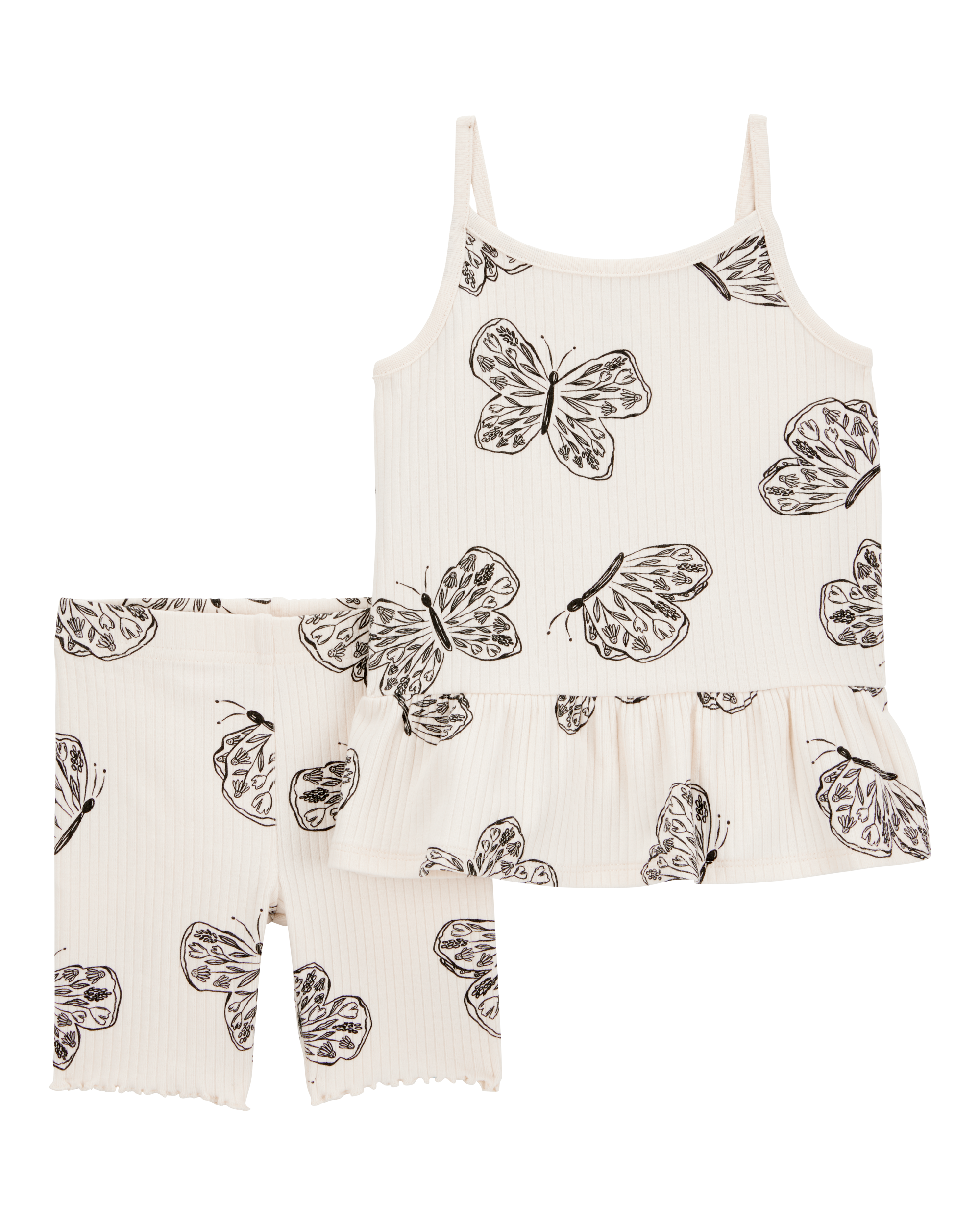 Baby 2-Piece Butterfly Tank & Bike Short Set - Ivory