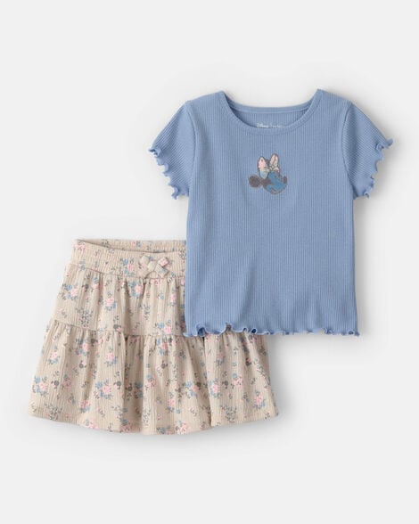 toddler girl 2-piece disney© minnie mouse top & skort set - blue