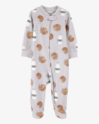 Product image 1 of Baby Milk & Cookies 2-Way Zip Cotton Sleep & Play Pajamas - Grey