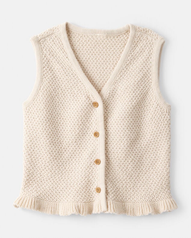 Product image 1 of Toddler Girl Button-Up Sleeveless Vest - Cream