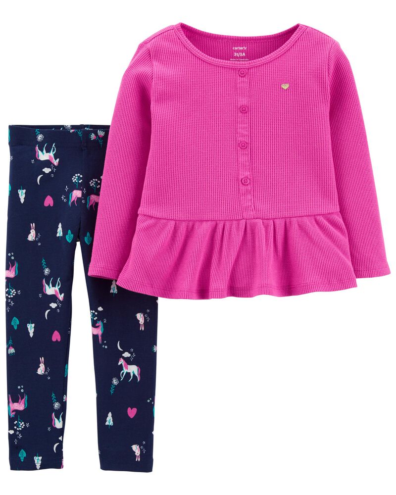 2 Piece Thermal Peplum Top Unicorn Legging Set Carters Com