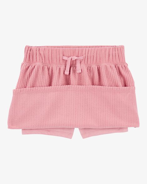Product image 2 of Kid Ribbed Textured Drawstring Skort - Pink