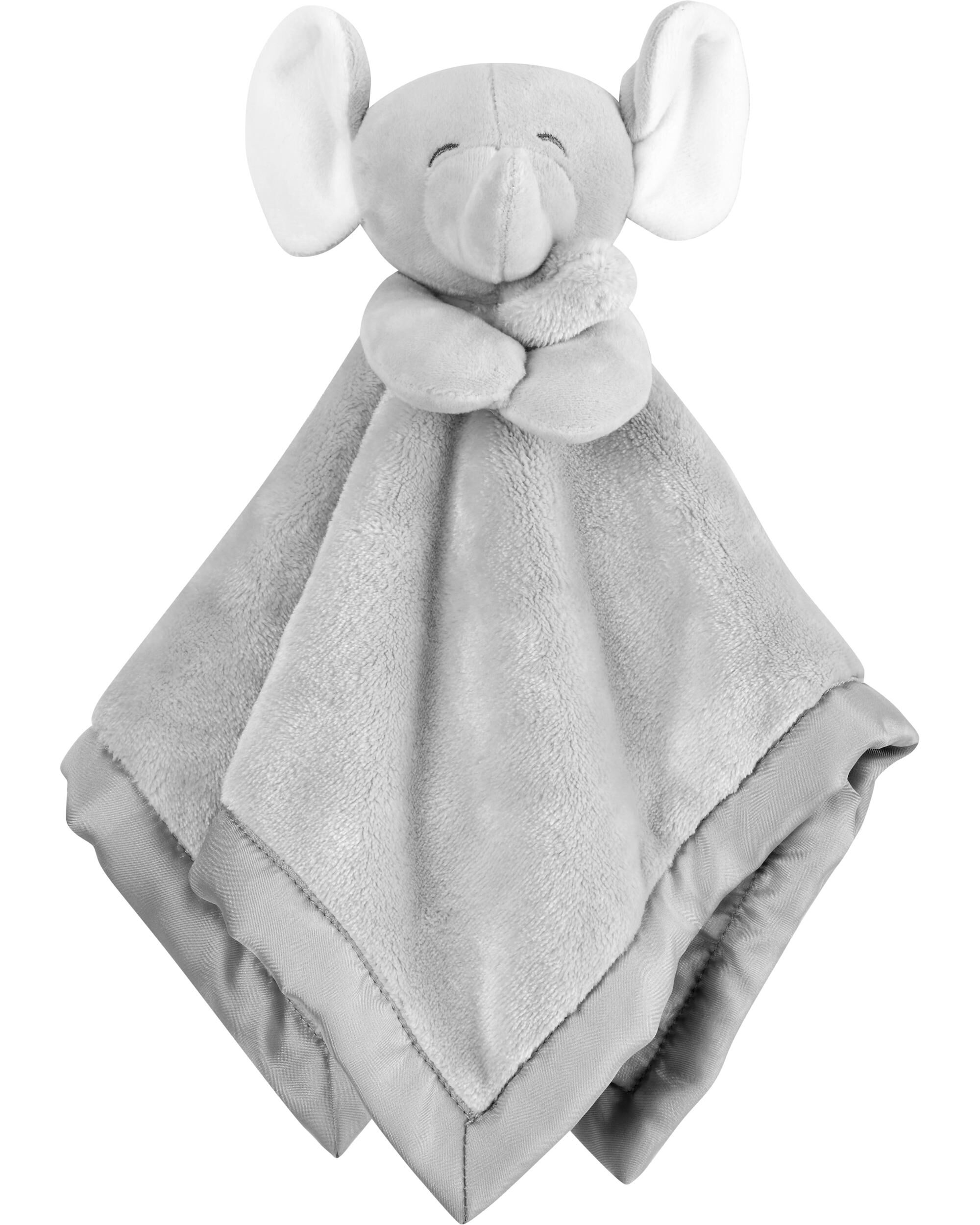 Carters Gray Plush Elephant Baby Security Blanket Blankie Lovey 15x15 