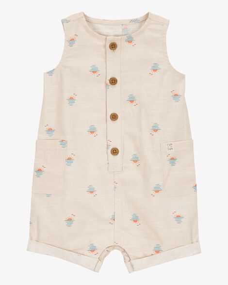 Product image 1 of Baby Button-Front Sunset Print Sleeveless Romper