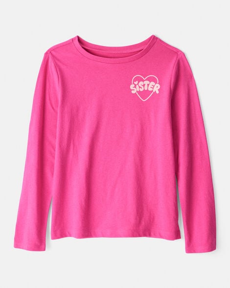 girls sisterhood long-sleeve graphic tee - pink