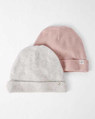 Product image 1 of Baby 2-Pack Organic Cotton Rib Caps