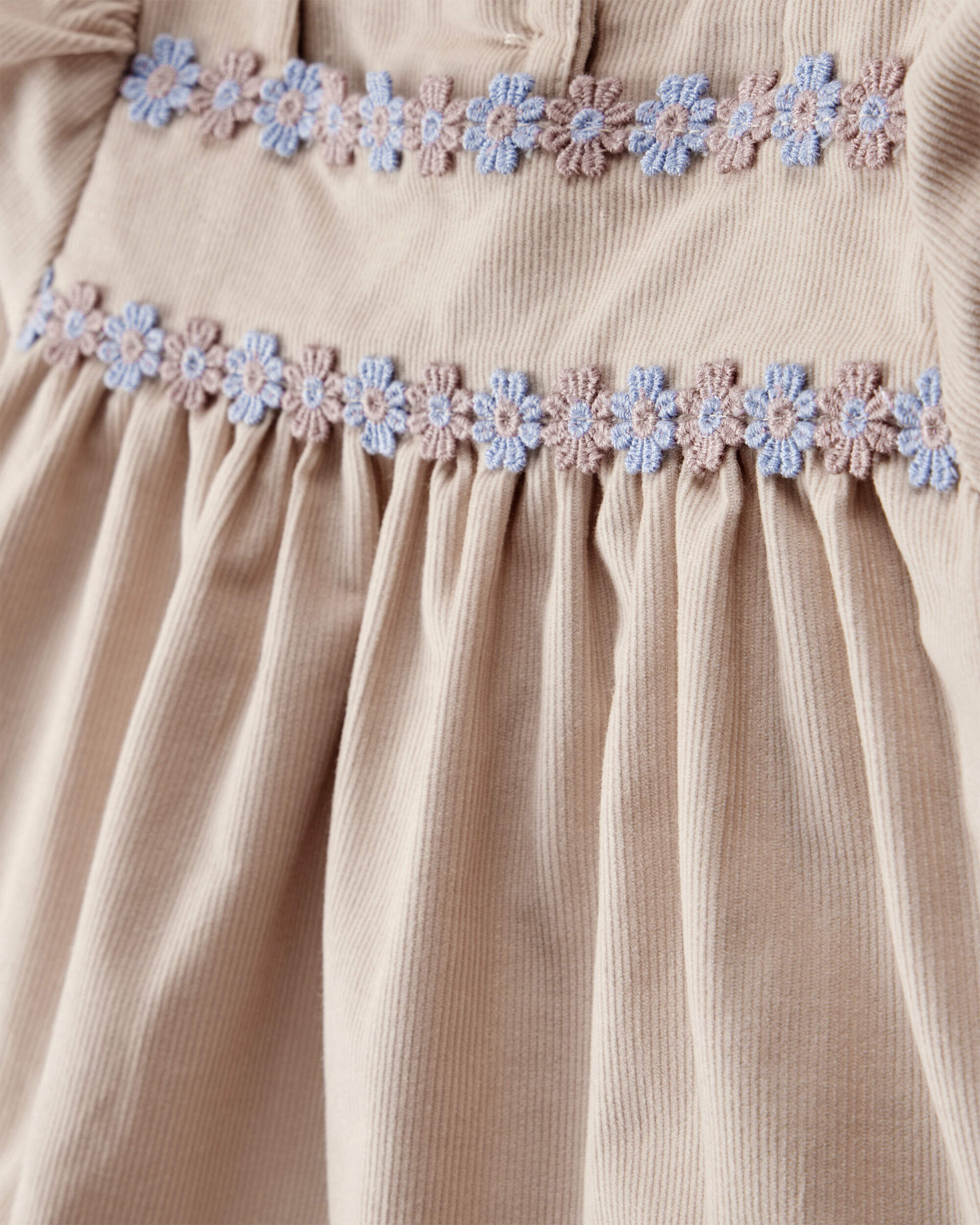 Baby Girl Corduroy Long-Sleeve Dress - Brown