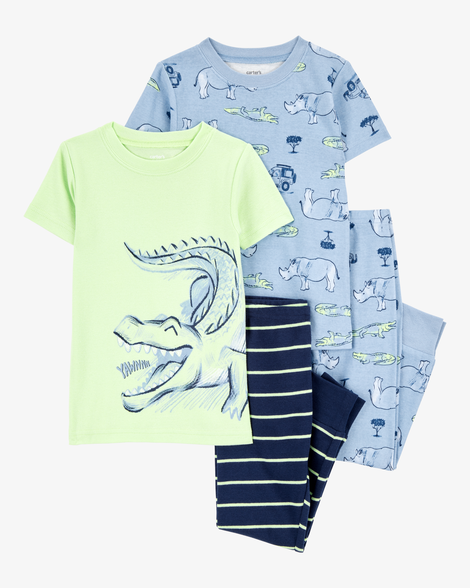 toddler boy 4-piece alligator cotton pajamas