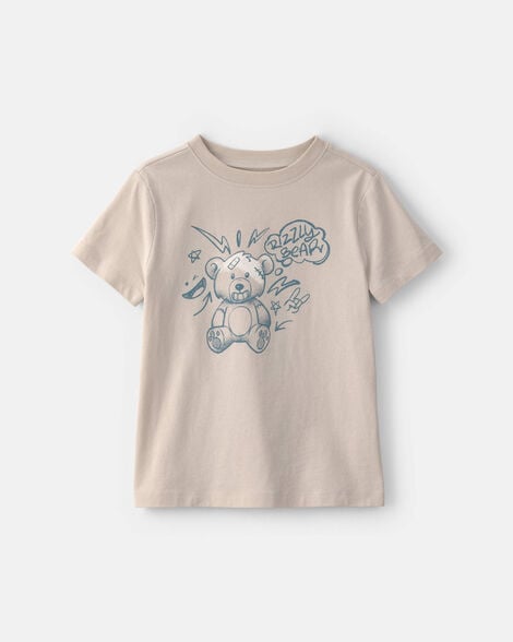 girls bear graphic tee - cream