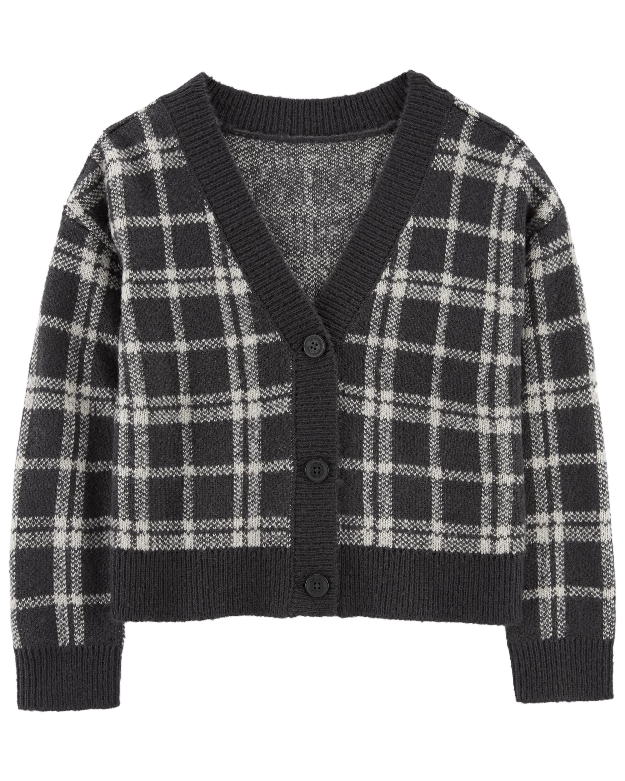 Kid Plaid Button Front Sweater Knit Cardigan OshKosh Carter s